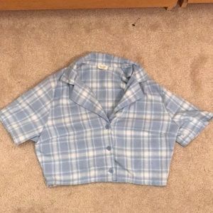 Plaid blue crop top from Brandy Melville. Size M.